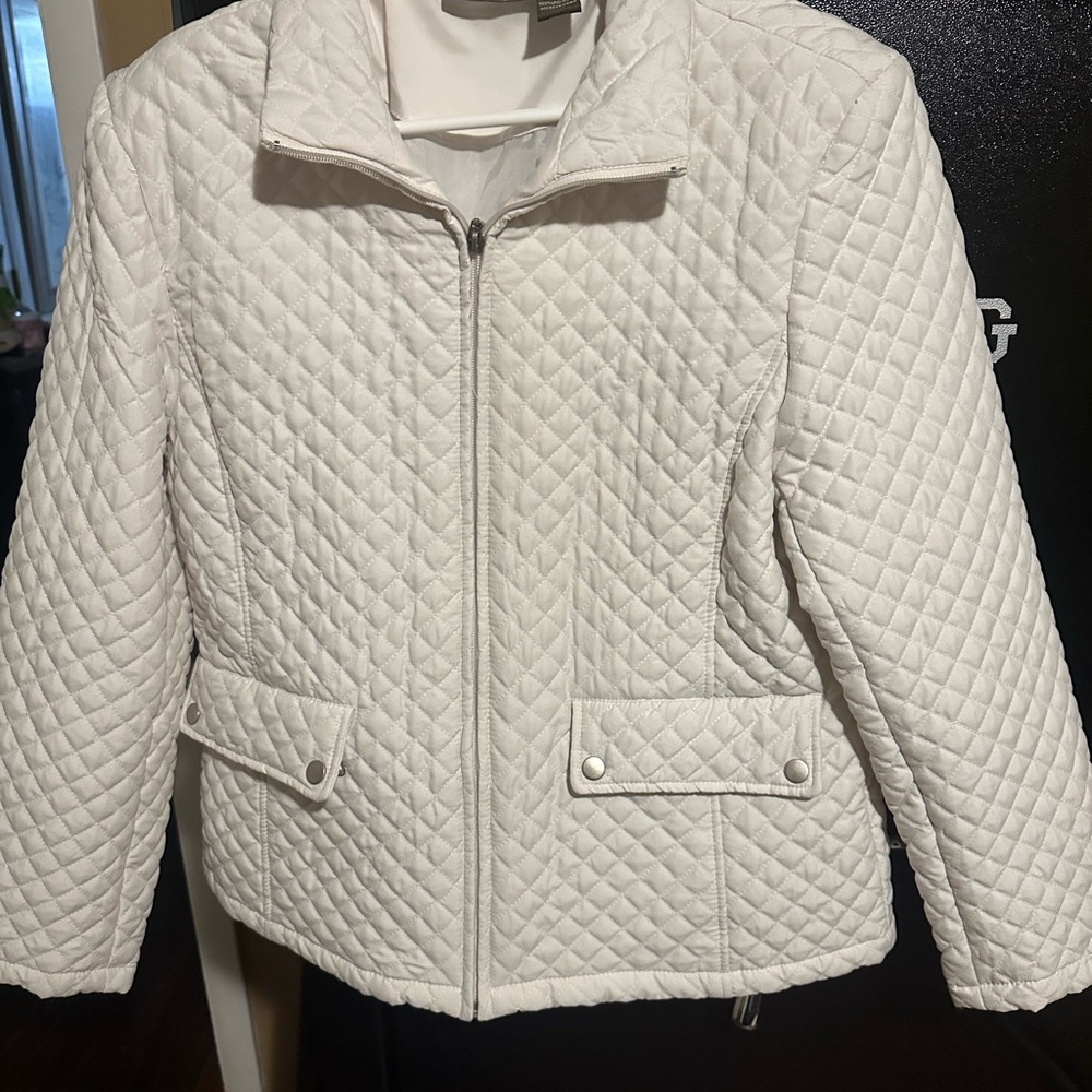 Jane Ashley Quilted Cream Puffer Jacket